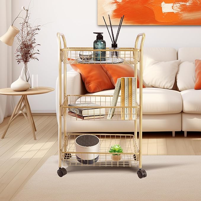 3 Tier Mesh Rolling Utility Cart - Image 7