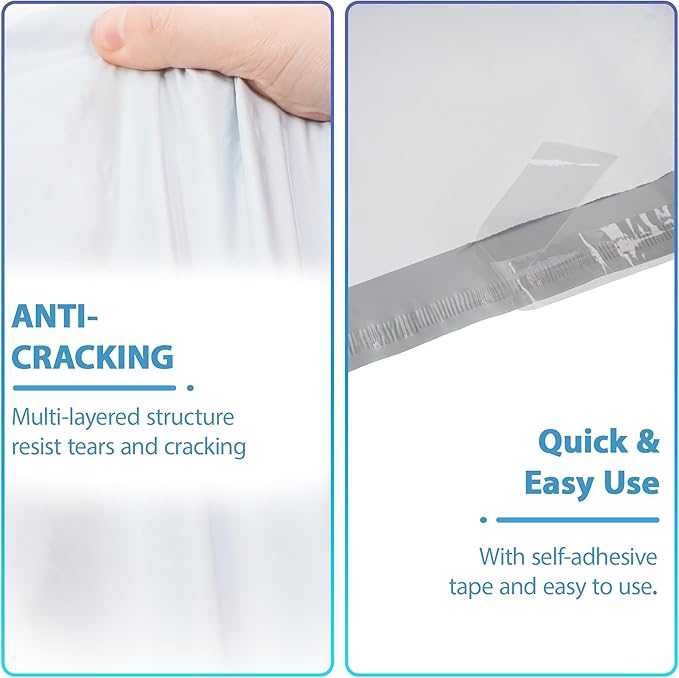 NB 14.5x19 Inch – 500 Pcs White Poly Mailers Strong Adhesive Self-Seal Shipping - Image 5