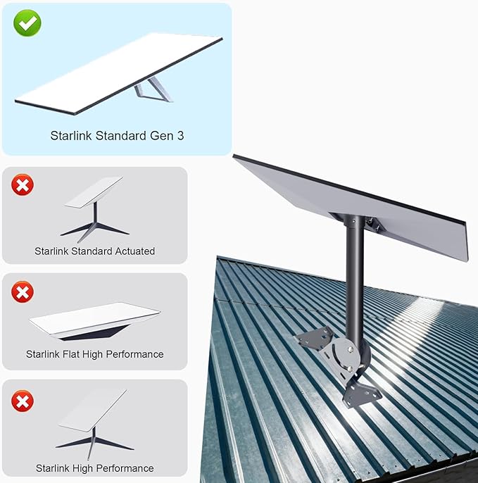 for Starlink Gen 3 Roof Mount, Aluminum Alloy Starlink Standard V3 Mounting Kit - Image 4