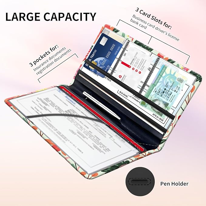 Premium Car Registration and Insurance Card Holder, Cute PU Leather Car - Image 4