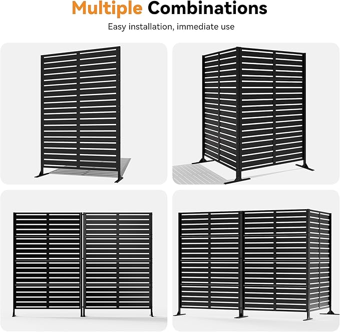 Modern Shade Metal Privacy Screen 72" H x 48" W, Freestanding Decorative - Image 6