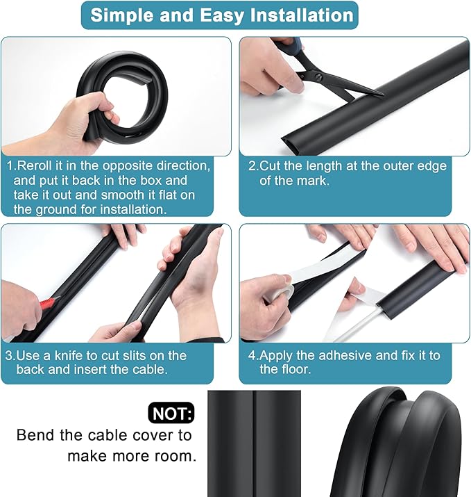 Floor Cable Cover 3ft Beige, LZEOY Cord Covers - Image 3