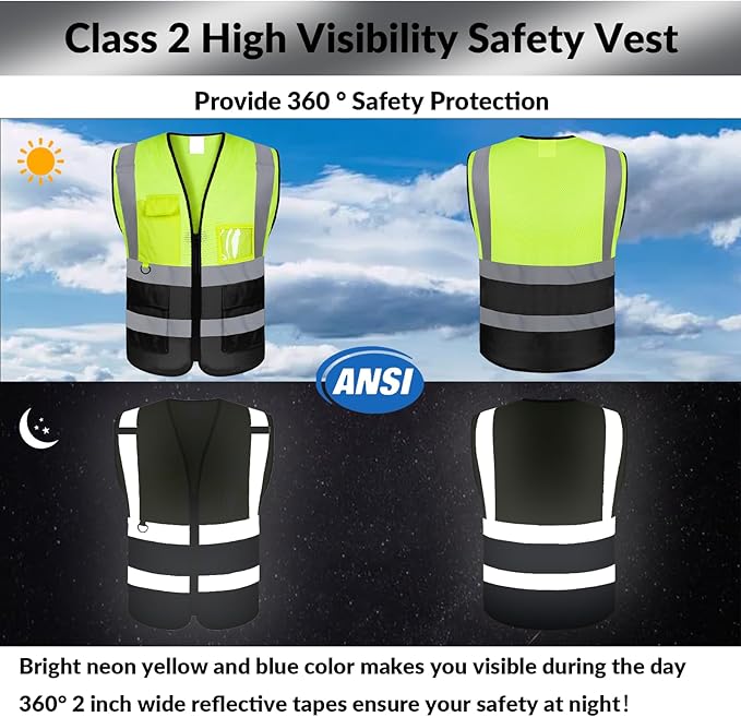 BeautyWill Custom Safety Vest Logo Class 2 High Visibility Reflevtive Vest - Image 5