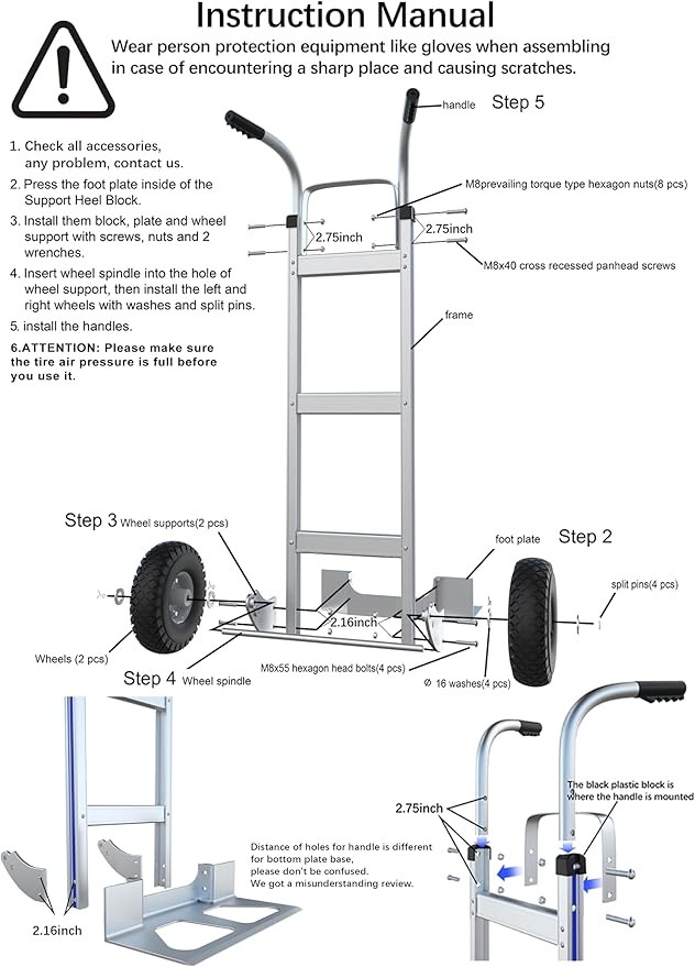 Large Wheel Hand Truck/Two Wheel Appliance Dolly Cart - Image 2