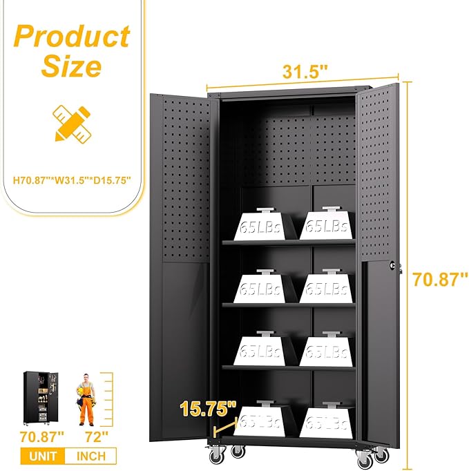71"H Metal Storage Cabinet - Image 3