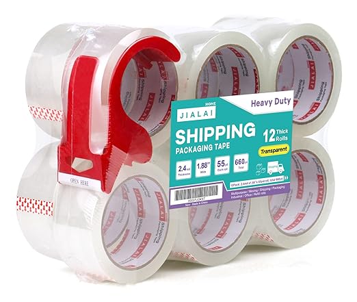12 Rolls Clear Packing Tape, Heavy Duty Packaging Tape by JIALAIHOMEPACKINGTAPE