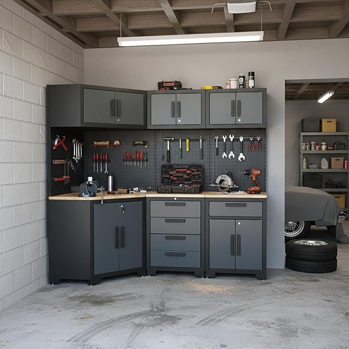 Garage Storage Cabinet System 8-Pcs Garage Cabinets and Storage System Corner - Image 2