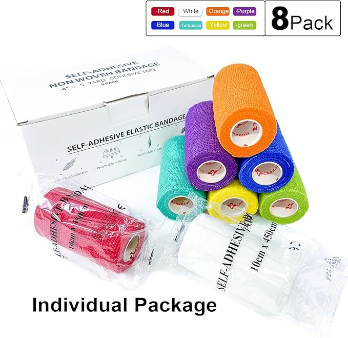 Assorted Color- Self Adhesive Bandages Wrap, Athletic Elastic Cohesive Bandage - Image 4
