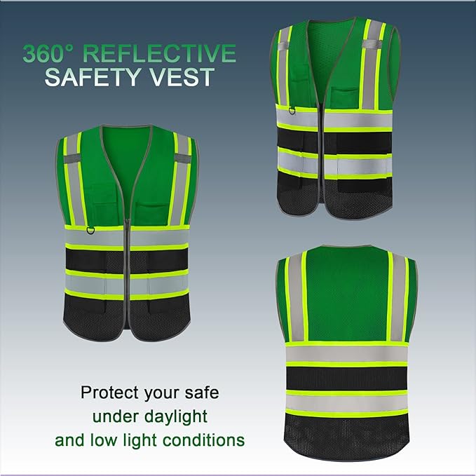 BeautyWill Custom Logo Safety Vest Class 2 High Visibility Reflective Vest - Image 2