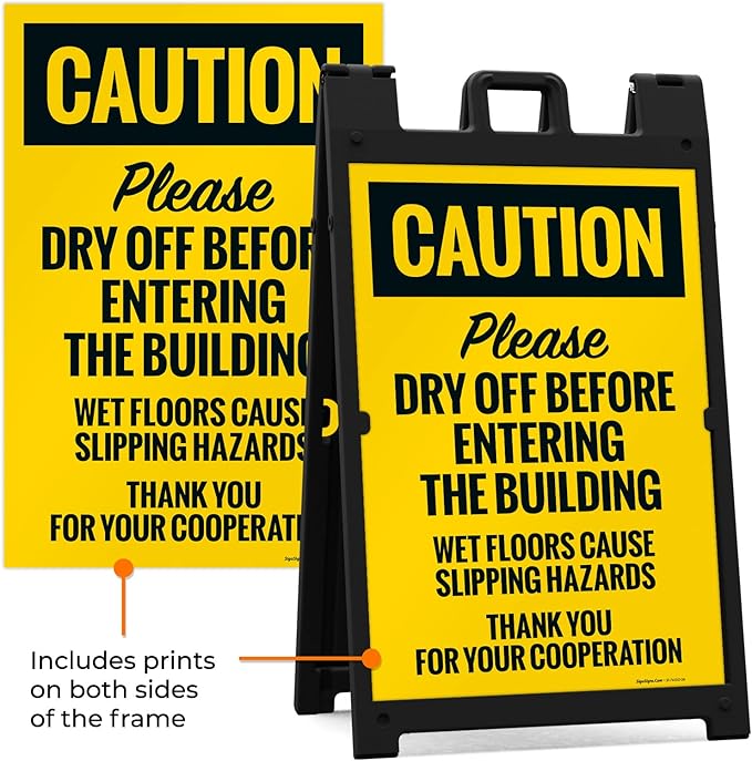 Caution Please Dry Off Wet Floor Sidewalk Sign Kit, 24x36 Inches, - Image 5