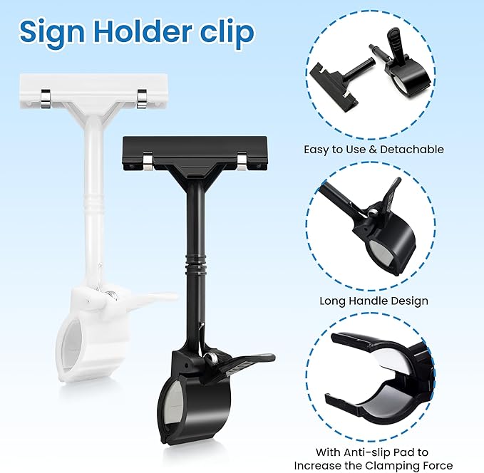 Mlici Sign Clips Merchandise Sign, Plastic Adjustable Clip Sign Holder Stand - Image 2