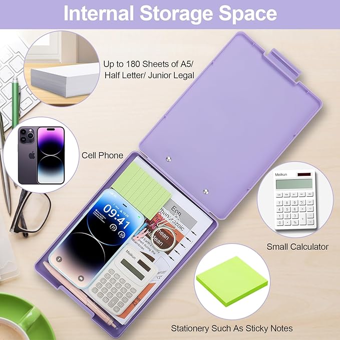 Small Clipboard with Storage, A5 Clipboards with Pen Holder, Half Letter Clip - Image 7