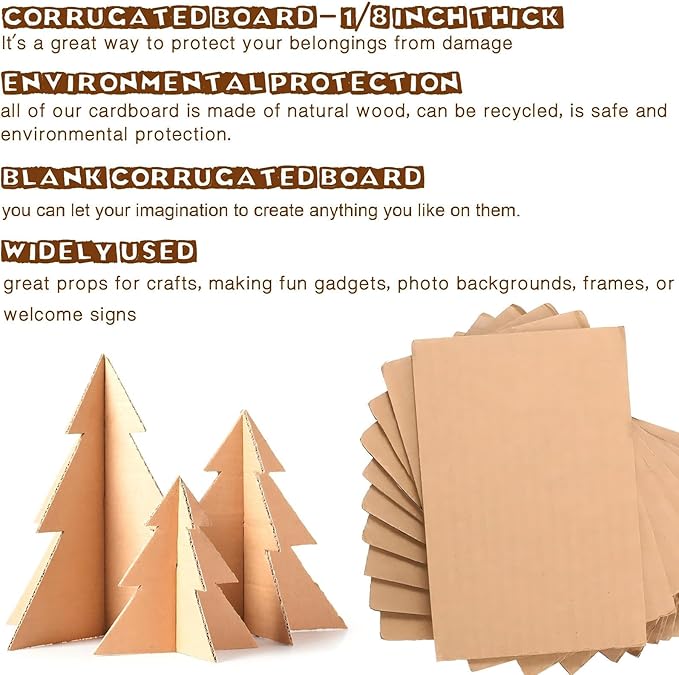 100 Pcs Corrugated Cardboard Sheets Set Corrugated Packaging Pads Paper Flat - Image 4