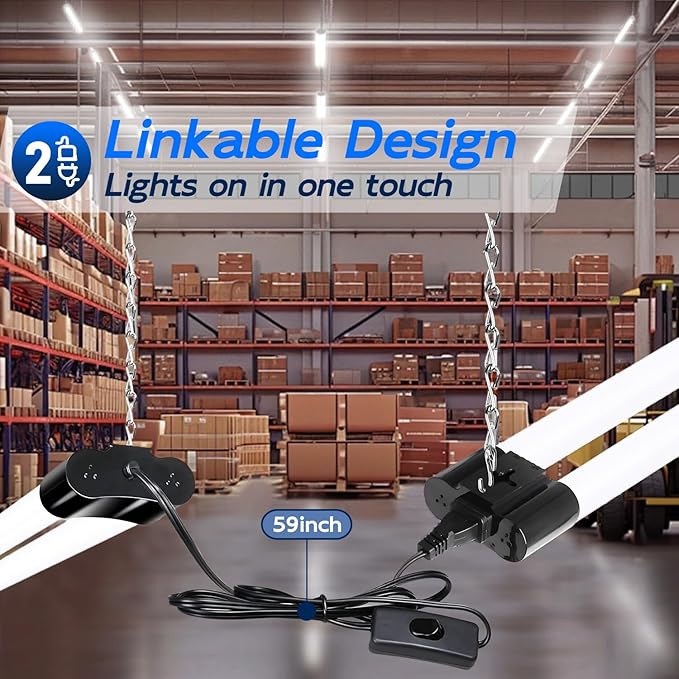 hykolity 2 Pack 4FT Linkable LED Shop Light - Image 3