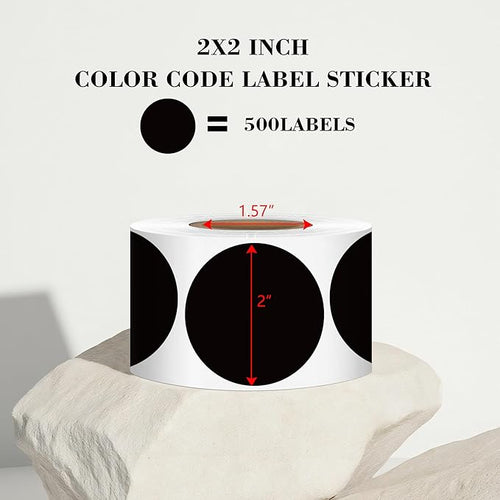 2 Inch Black Circle Stickers 500 Pcs, Permanent Color Coding Dots - Image 2