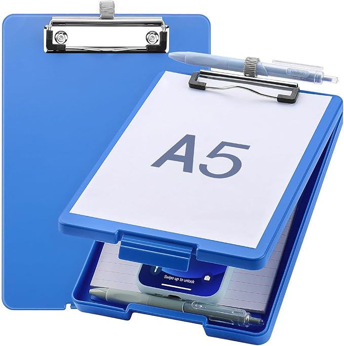 Small Clipboard with Storage, A5 Clipboards with Pen Holder, Half Letter Clip by Meiikun
