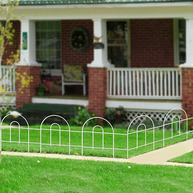 Decorative White Garden Fence Border 18in X50ft Outdoor Metal Wire Garden - Image 6