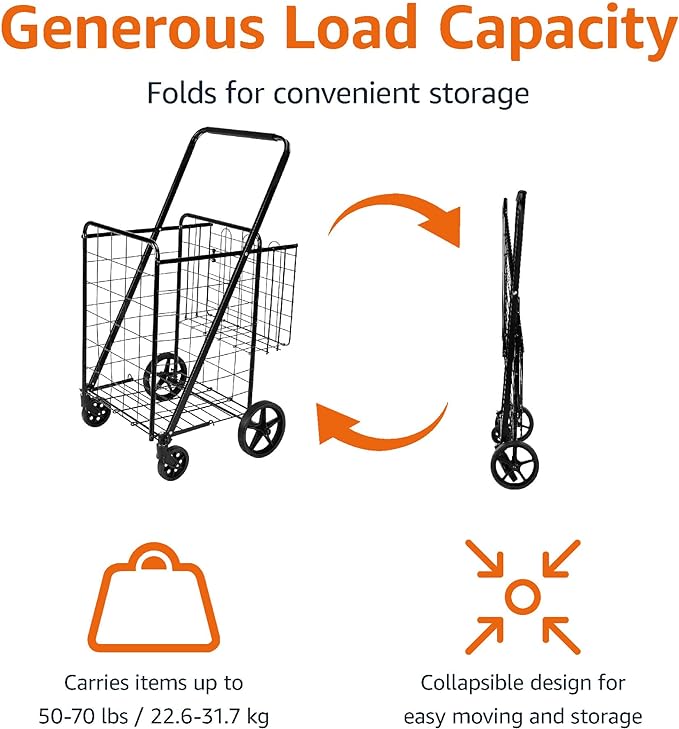 Amazon Basics Foldable Shopping Utility Cart - Image 2