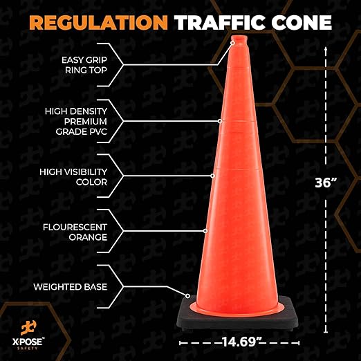 Xpose Safety 36 Inch Orange Traffic Cones, Kids and Construction - Image 3