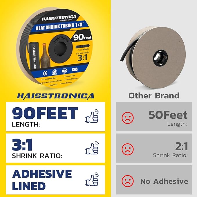 haisstronica 3:1 Heat Shrink Tubing, Shrink Ratio Adhesive Lined Marine Grade - Image 2