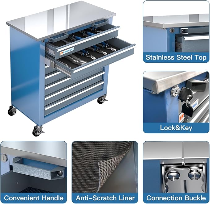 LARBANKE 7-Drawer Rolling Tool Chest - Image 4