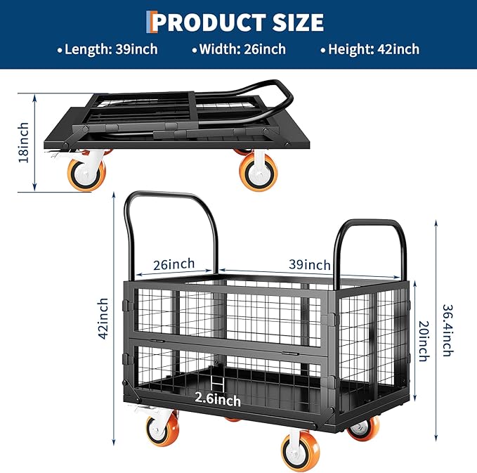 6in1 Foldable Platform Truck Cart - Image 4