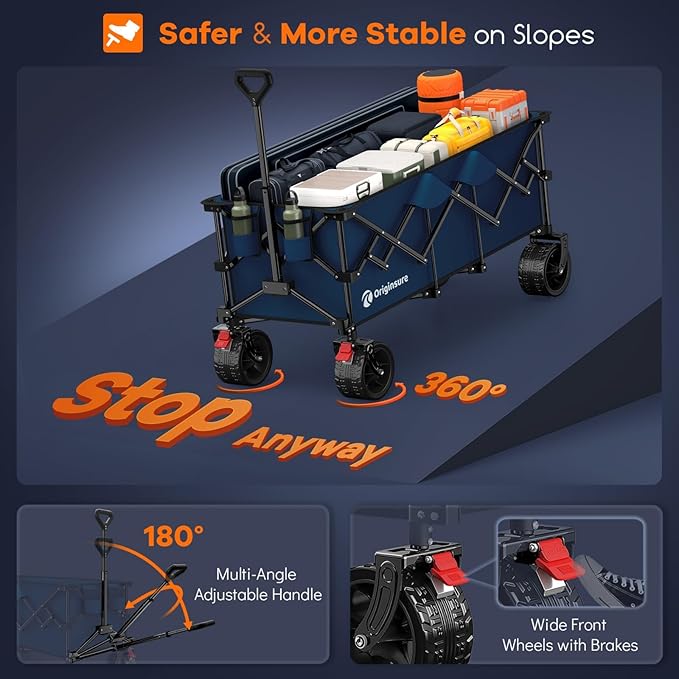 48" L Collapsible Wagon Cart Foldable, 560lbs Weight Capacity 300L Heavy Duty - Image 8