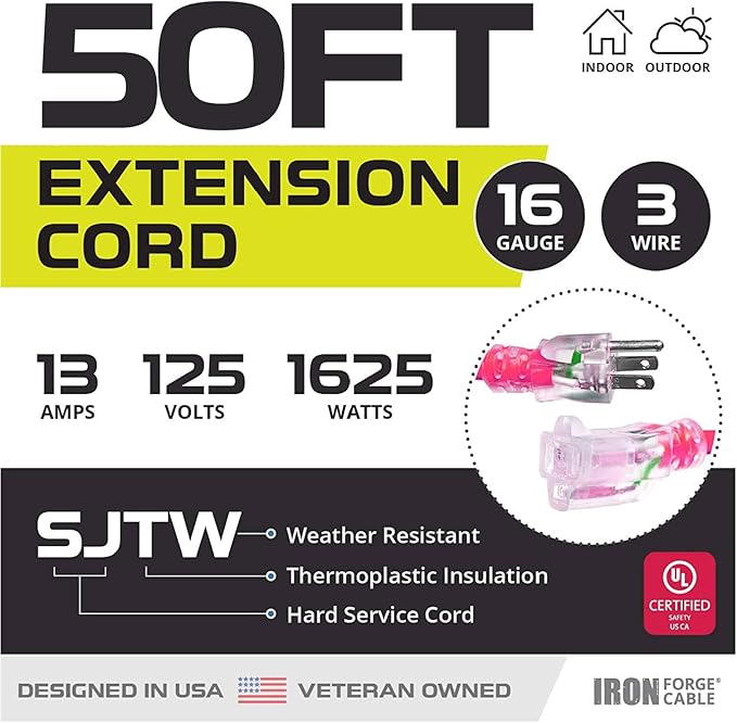 Iron Forge Cable Weatherproof 50 Ft Outdoor Extension Cord - Image 2