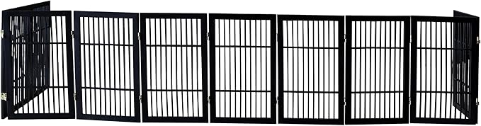 Pet Dog Gate Strong and Durable Freestanding Folding Acacia Hardwood Portable - Image 8