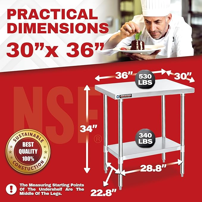DuraSteel 30x36 Stainless Steel Work Table - Image 6