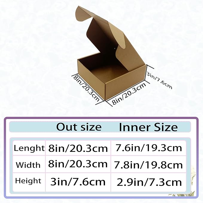 8x8x3 Inches Shipping Boxes Set of 25，Brown Cardboard Boxes Recyclable - Image 5