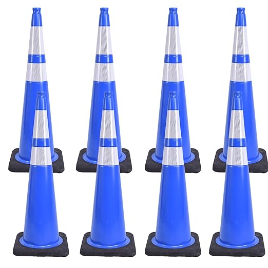 BESEA 8Pack 36” inch Traffic Cones Blue Road Parking Cones Construction Safety by BeSea