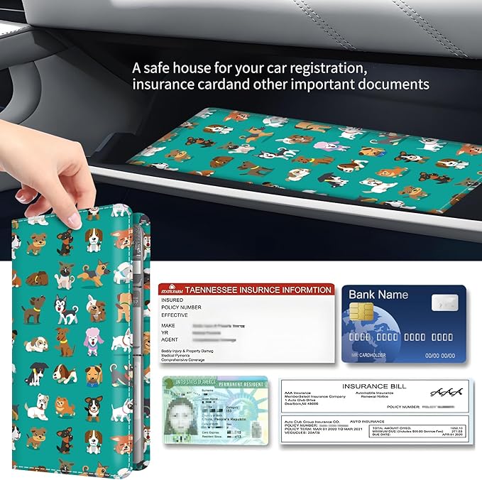 Premium Car Registration and Insurance Card Holder, Cute PU Leather Car - Image 3