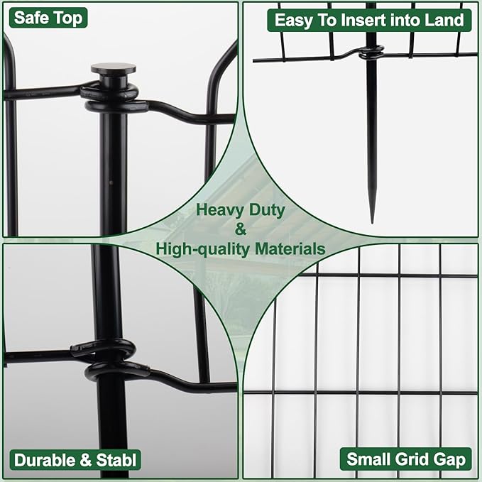 SUNLAX 10 Panels Decorative Garden Fence 24ft x 32in Fencing Tall - Image 5