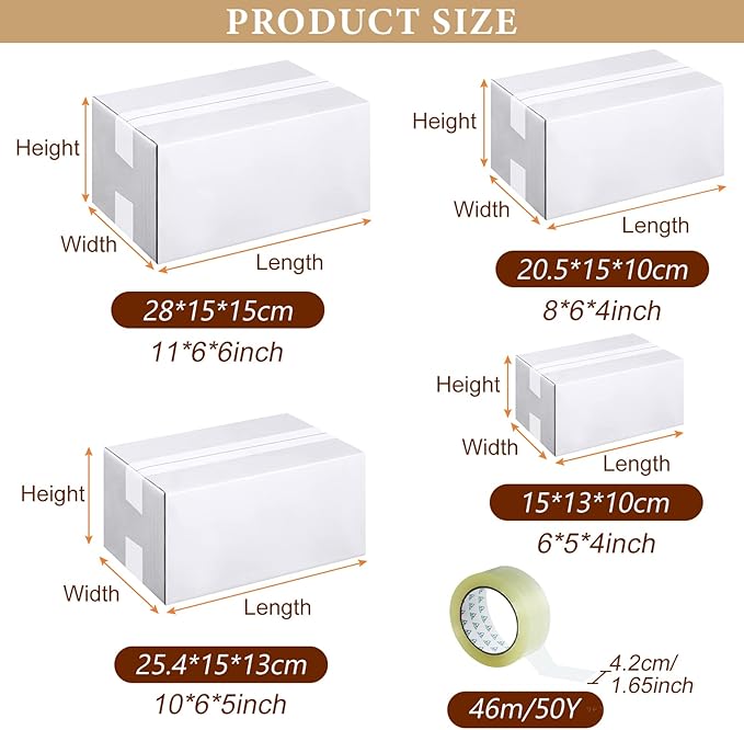 Outus 32 Pack 4 Sizes Shipping Boxes Mailers Corrugated Cardboard Box Kraft - Image 2