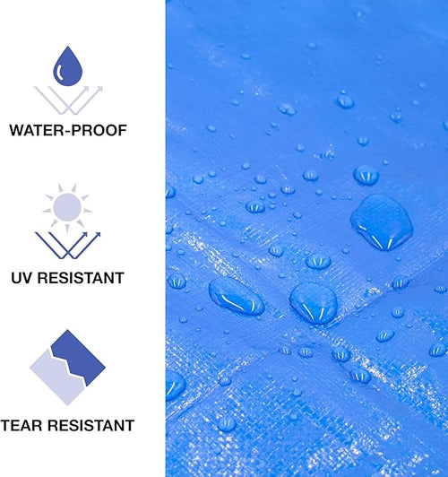 14x30 Blue Waterproof Tarp – Heavy Duty 5 MIL Thick Outdoor Tarpaulin Cover - Image 2