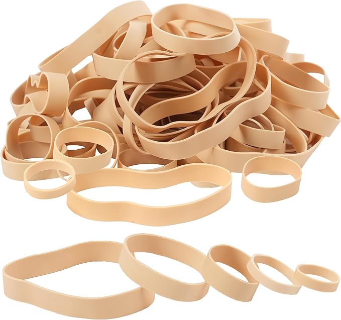 HAIDIBAO-Rubber Bands Assorted Sizes 65Pcs Beige Mixed Wide Elastic Bands - Image 4