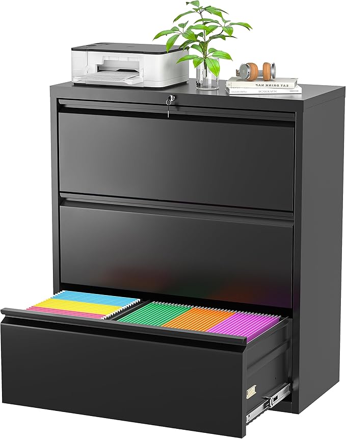 Superday Filing Cabinet Lateral File Cabinet 3 Drawer, Locking Metal Office by SuperdayMetalFurniture