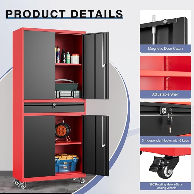 73" Metal Garage Storage Cabinet - Image 4