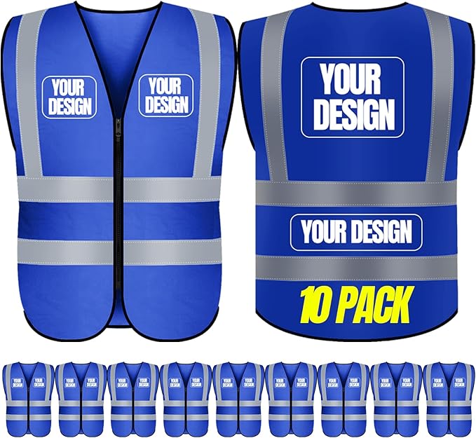 BeautyWill 10/20 Pack Custom Logo Safety Vest, Bulk High Visibility Class 2 by BeautyWill