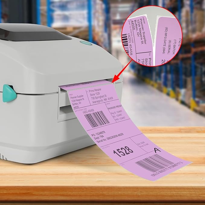 Purple Direct Thermal Labels 4 × 6 Inch Vinyl Self-Adhesive Fanfold Shipping - Image 2