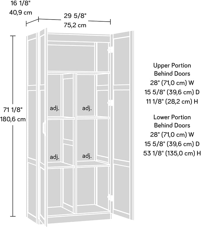 Sauder Storage Cabinet/ Pantry cabinets, 29.61 " x D: 16.02 " x H: 71.50" - Image 11