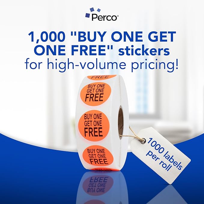 Perco Fluorescent Red 1-Inch Circle Buy One Get One Retail Price Stickers — 1 - Image 3
