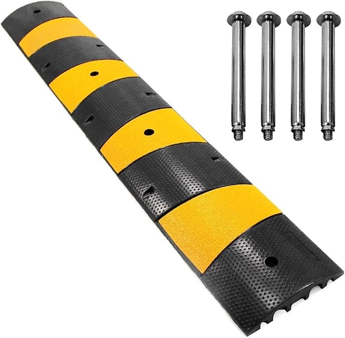 6 Feet Rubber Speed Bumps 1 Pack 2 Channel 27000Lbs Load Capacity 72" Traffic by ScinoTec