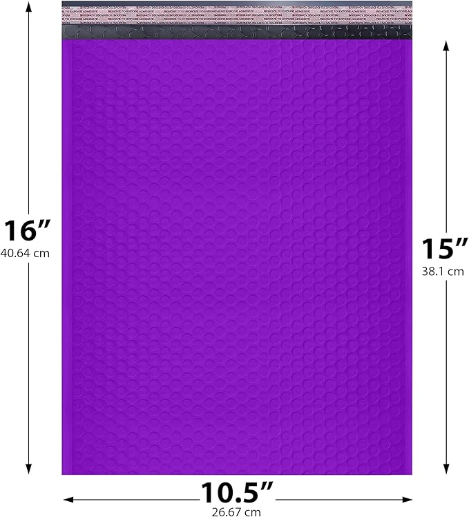 Purple 10.5x16 Inch Large Poly Bubble Mailers #5 | Padded Envelopes - Image 2