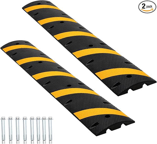 2-Pack 6FT Heavy Duty Speed Bumps – 25, 000Lb Capacity Recycled Rubber Traffic by Unknown