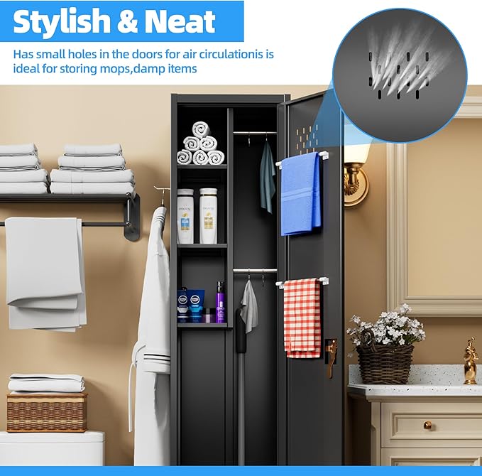 Aobabo Metal Broom Closet Storage Cabinet - Image 4