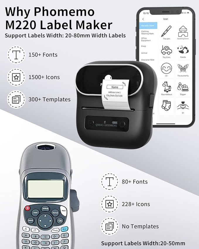 Phomemo Label Maker, M220 Label Printer, 3 Inch Bluetooth Thermal Label Maker - Image 9