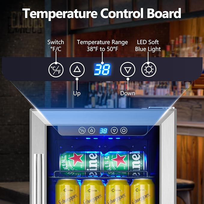 Kalamera 15 Inch 94 Cans Beverage Cooler Refrigerator, - Image 6
