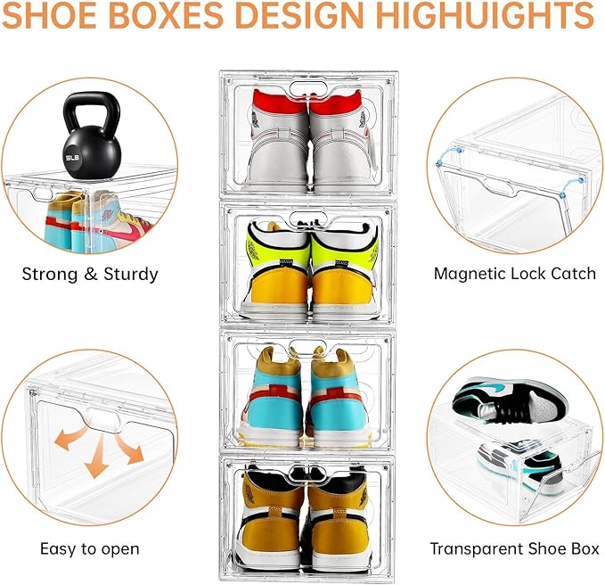 12 Pack Large Shoe Storage Box, Shoe Containers - Image 3